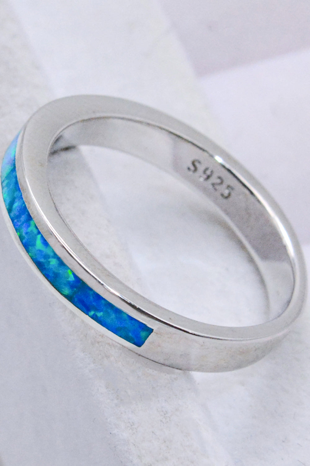Women’s 925 Sterling Silver Opal Ring in Sky Blue