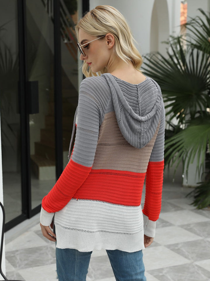 Women’s Color Block Hooded Sweater