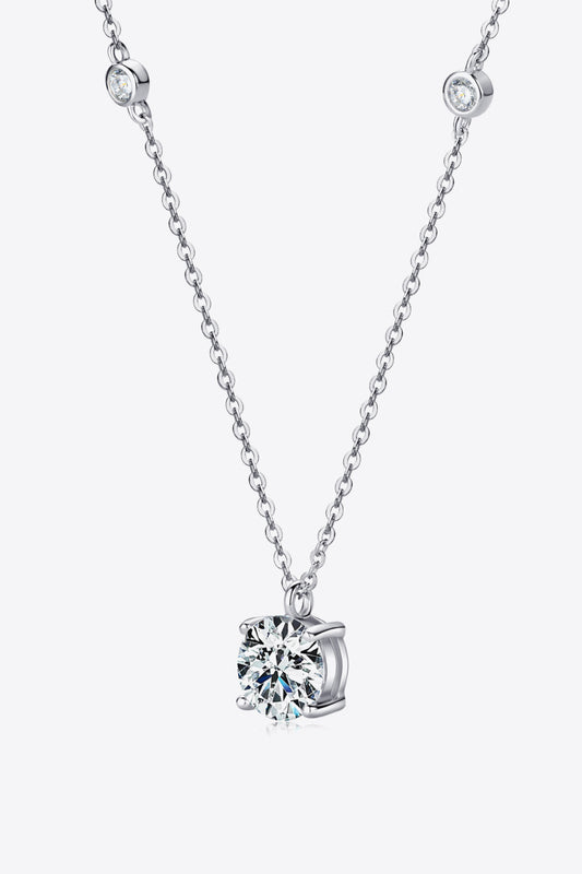 Women’s 2 Carat Moissanite 4-Prong 925 Sterling Silver Necklace