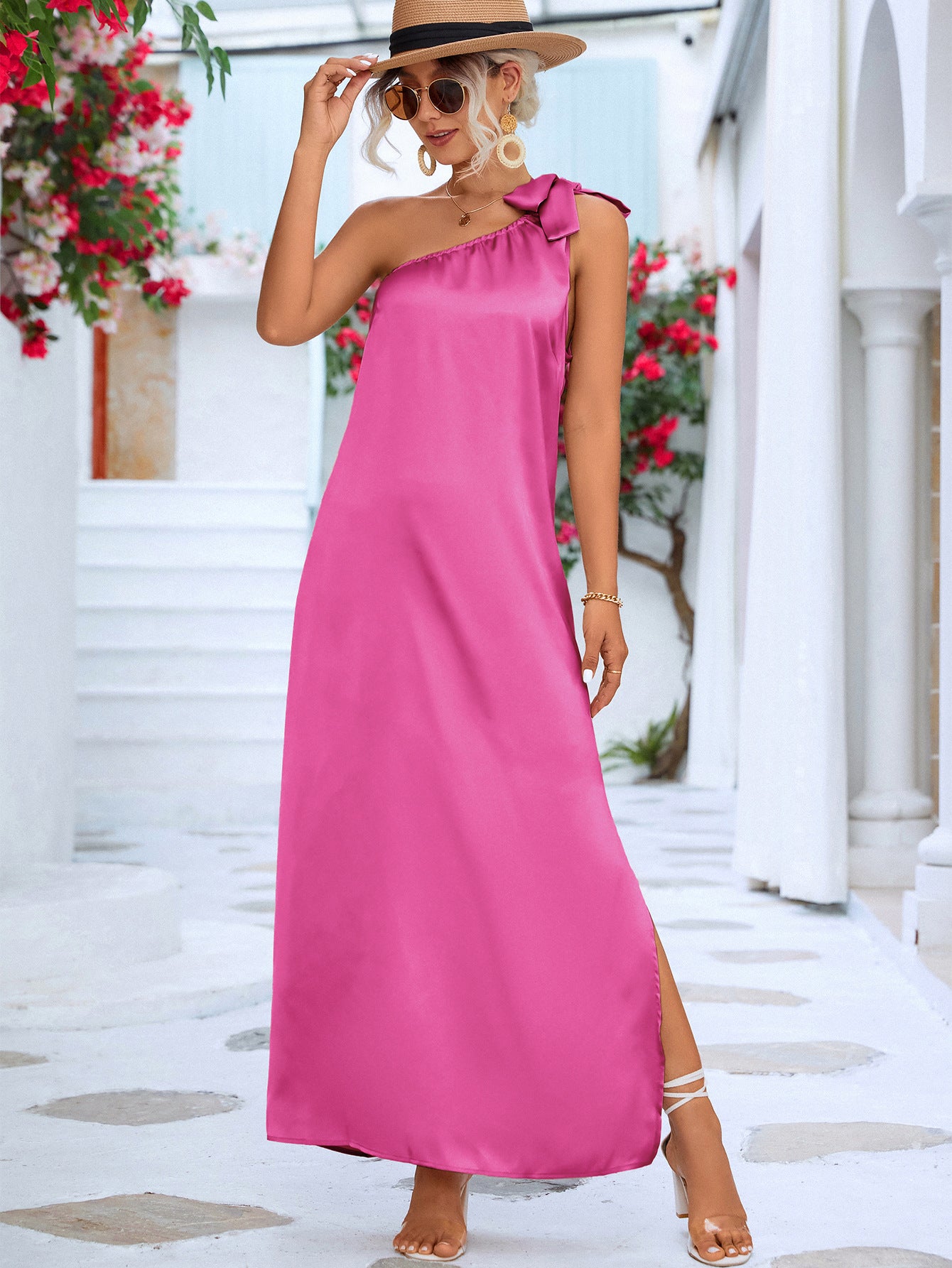 Women’s One-Shoulder Slit Maxi Dress