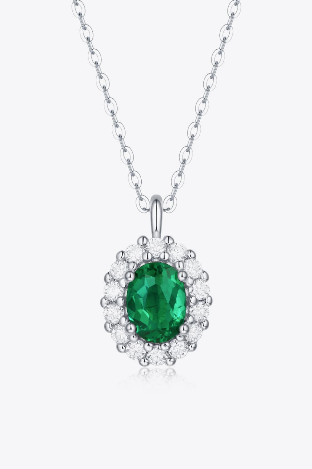 Women’s 1.5 Carat Lab-Grown Emerald 925 Sterling Silver Necklace