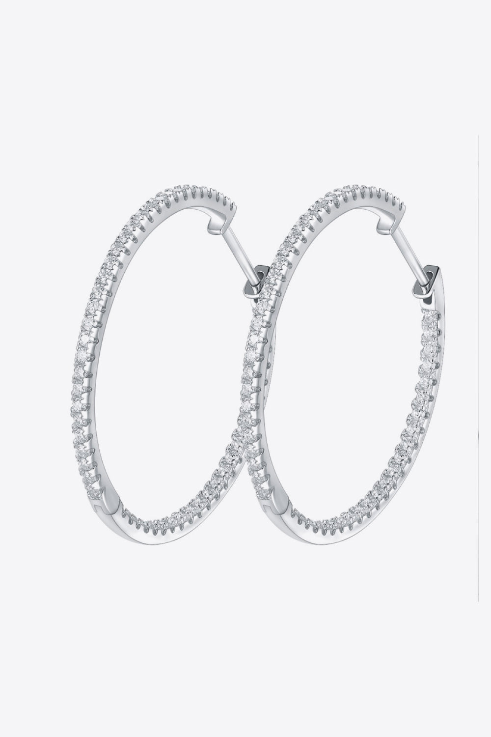 Women’s Inlaid Moissanite 925 Sterling Silver Hoop Earrings