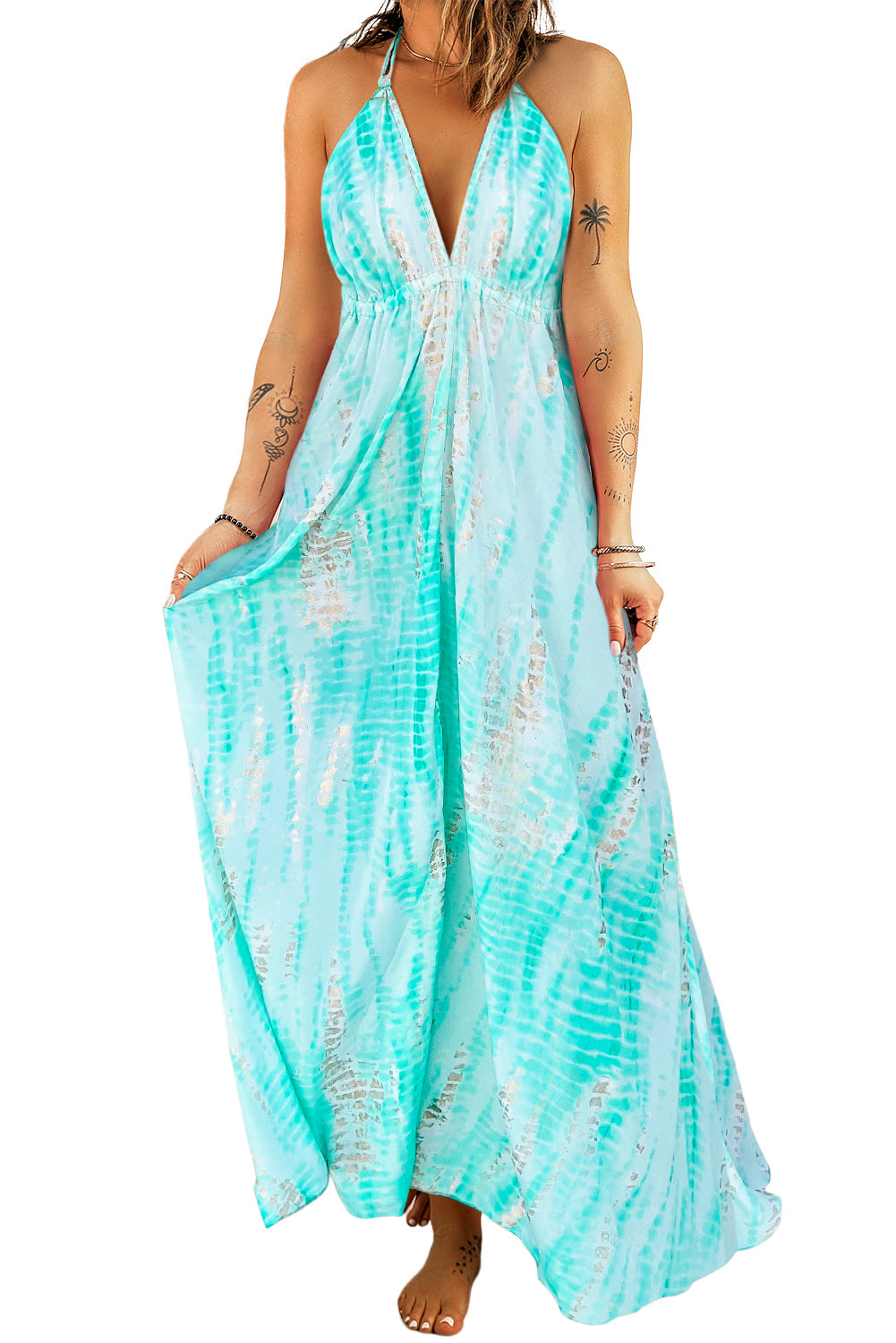 Women’s Tie-Dye Halter Neck Maxi Dress