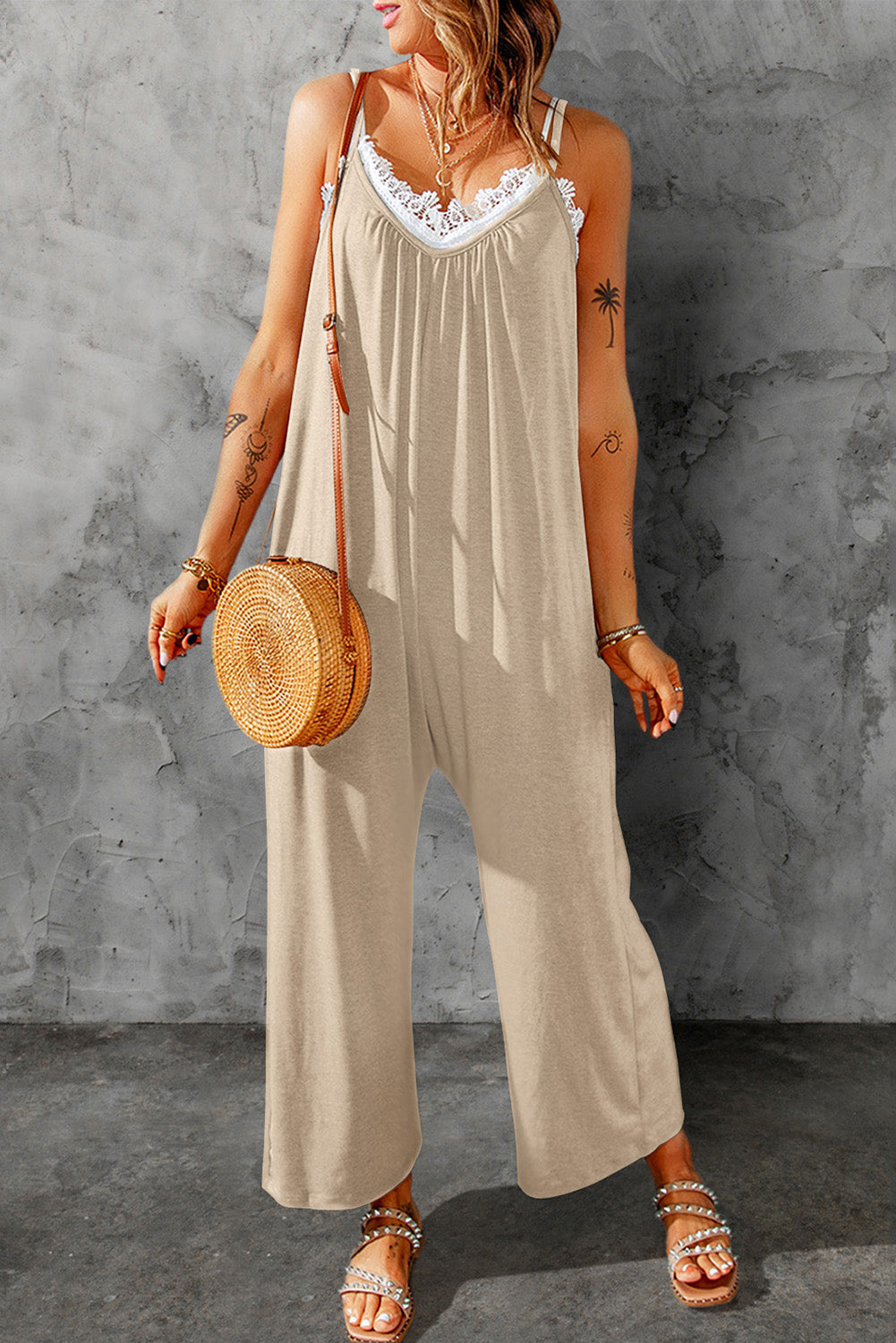 Women’s Spaghetti Strap Wide Leg Jumpsuit