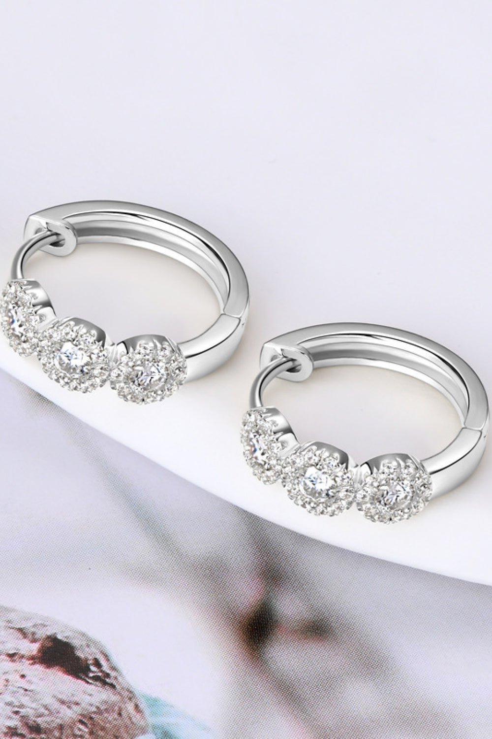 Women’s Moissanite 925 Sterling Silver Huggie Earrings