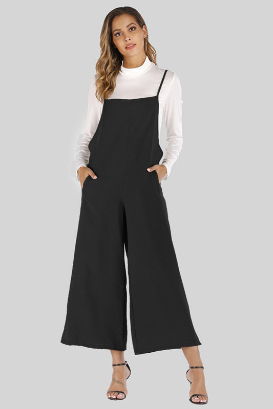 Women’s Full Size Cropped Wide Leg Overalls with Pockets