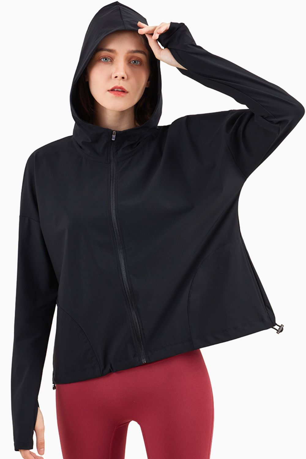 Women’s Thumbhole Sleeve Hooded Sports Jacket