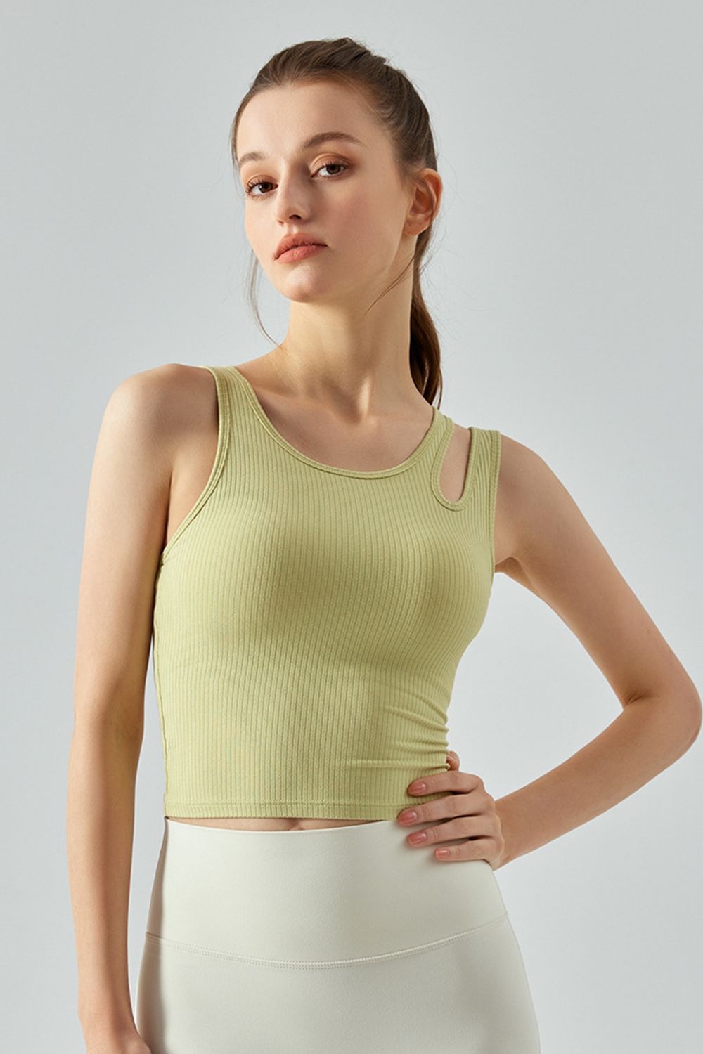 Women’s Ribbed Round Neck Sports Tank Top