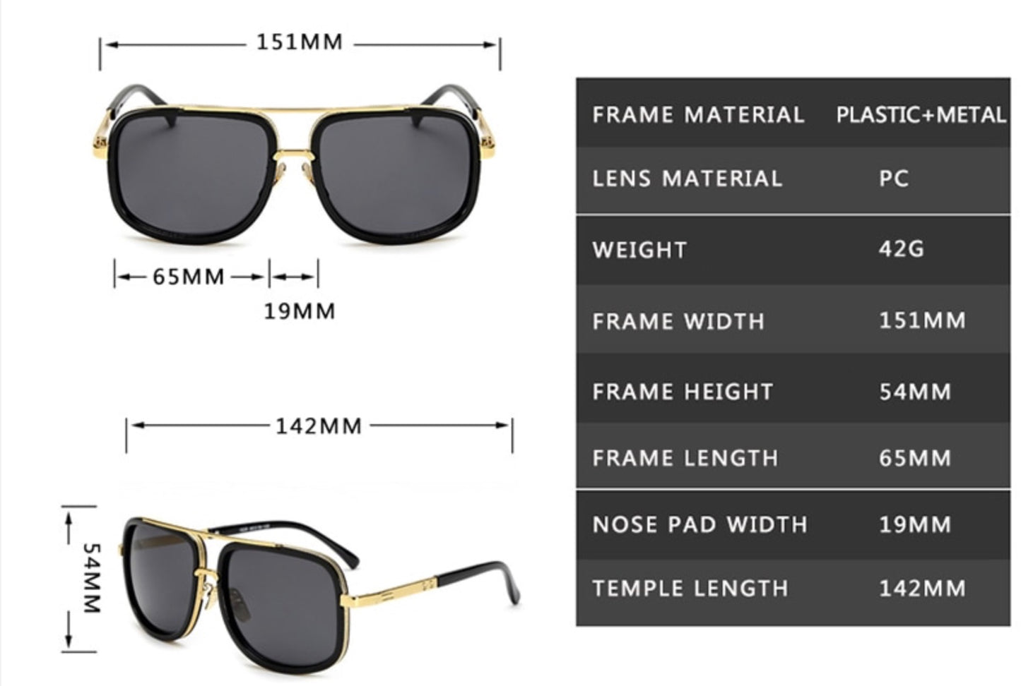 Men’s Square Metal Retro Sunglasses UV400