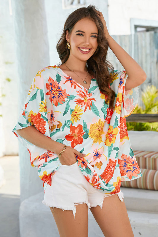 Women’s Floral V-Neck Tunic Blouse