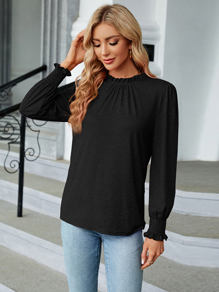 Women’s Round Neck Flounce Sleeve Blouse