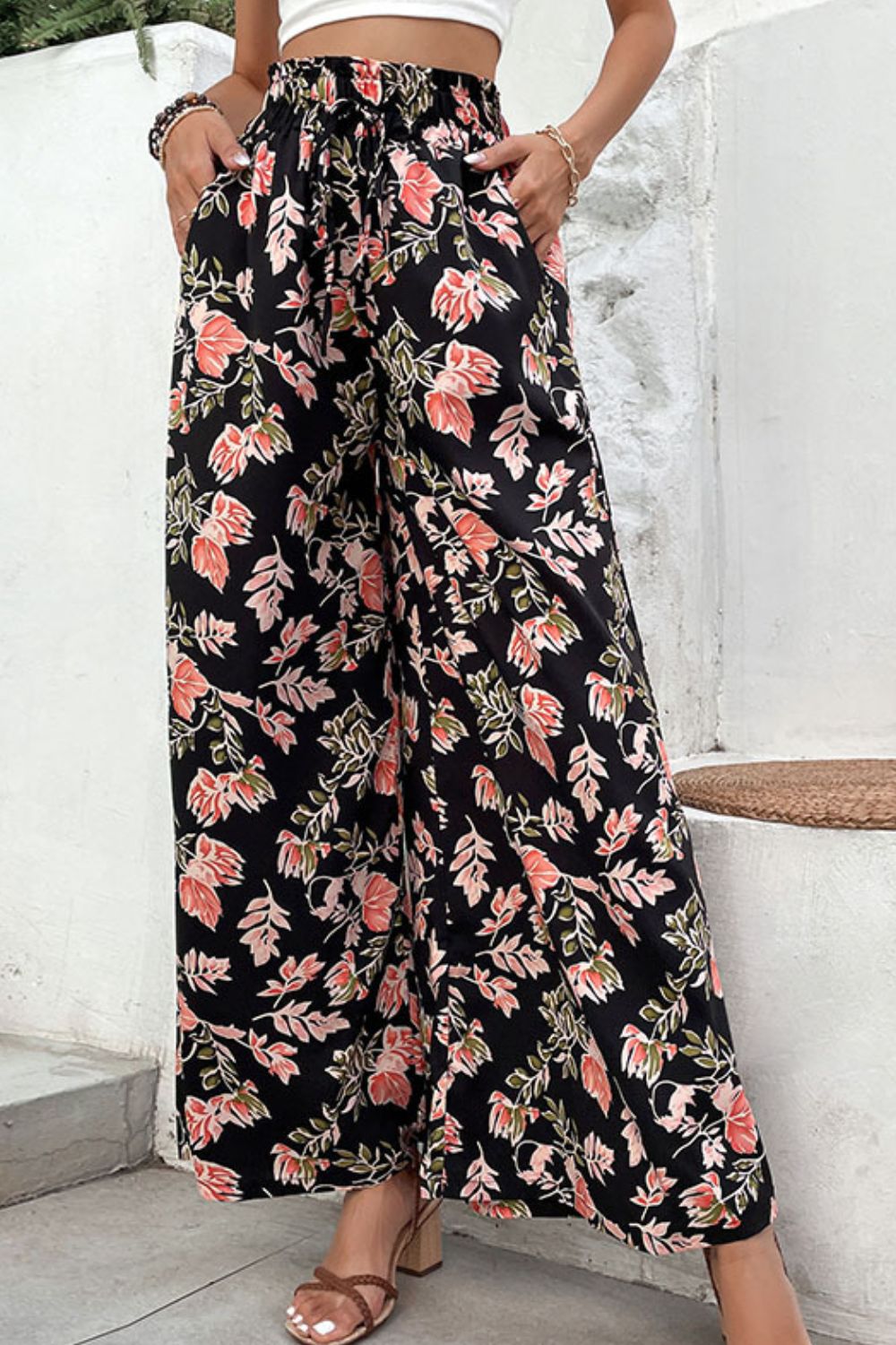 Women’s Floral Pull-On Wide Leg Pants