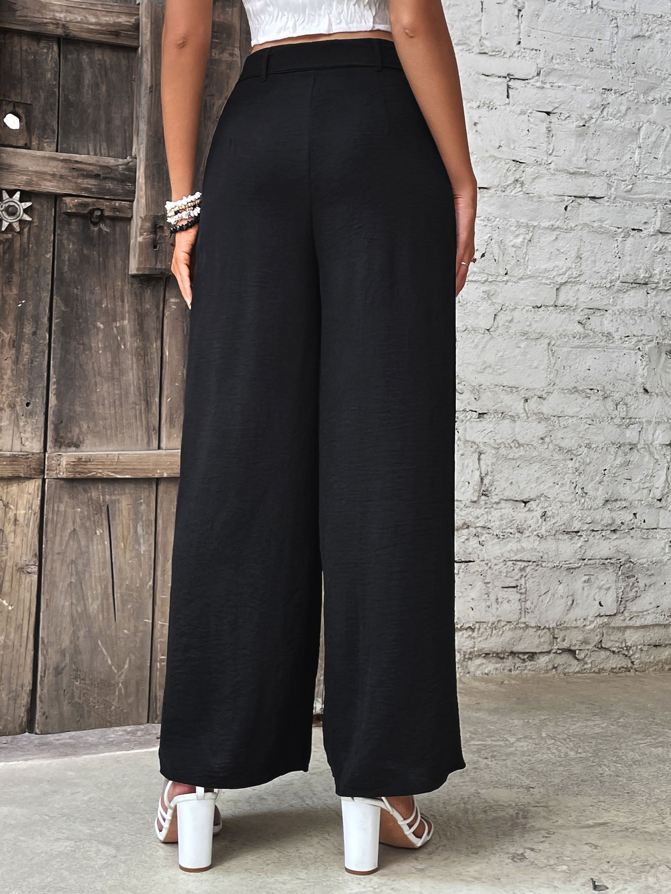 Women’s Ruched High Waist Wide Leg Pants