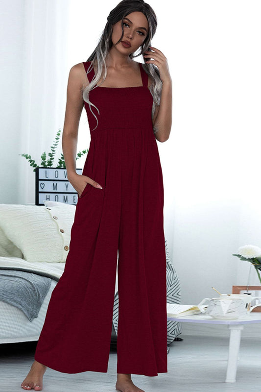 Women’s Square Neck Sleeveless Pocket Jumpsuit