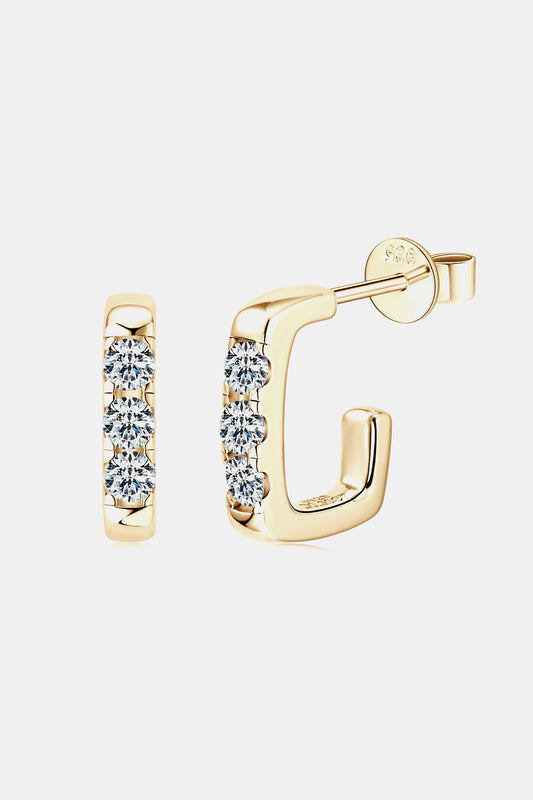 Women’s Moissanite 925 Sterling Silver Geometrical Huggie Earrings