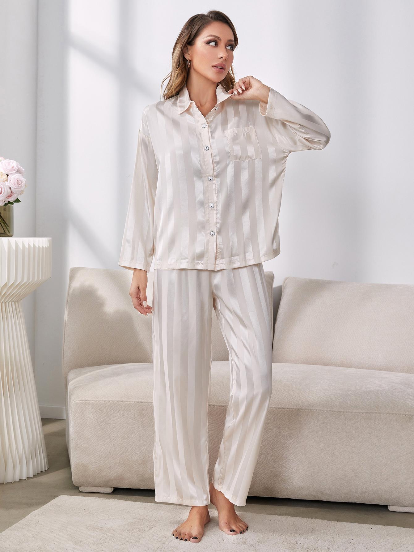 Women’s Button-Up Shirt and Pants Pajama Set