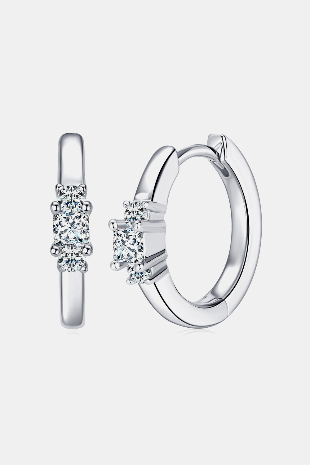 Women’s Moissanite 925 Sterling Silver Huggie Earrings