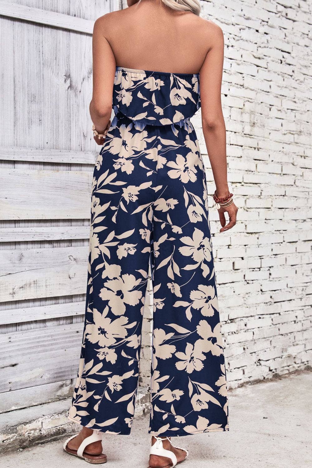 Women’s Floral Strapless Wide Leg Jumpsuit