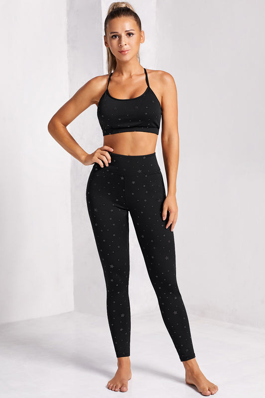 Women’s Star Print Sports Bra and Leggings Set