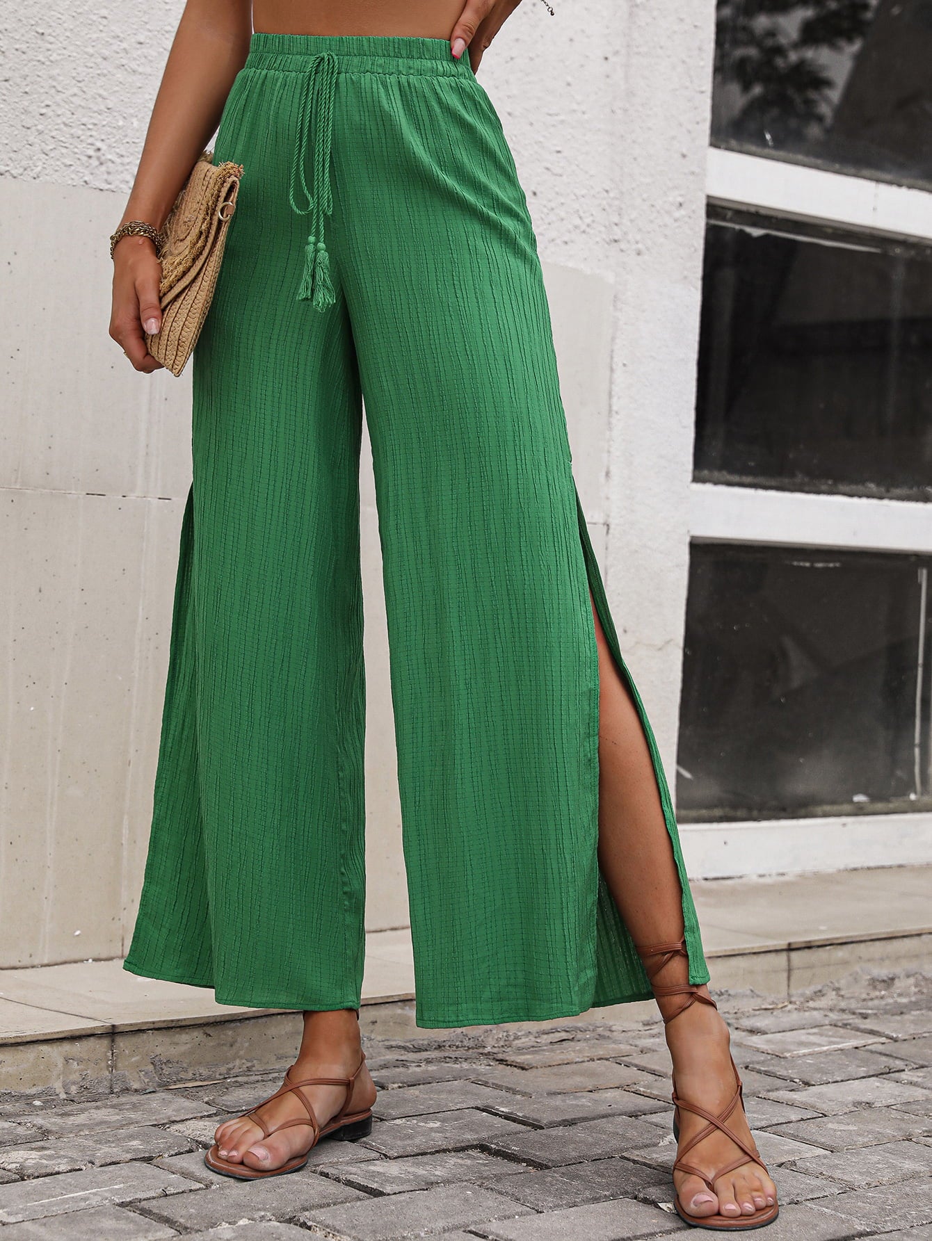 Women’s High Waist Slit Wide Leg Pants