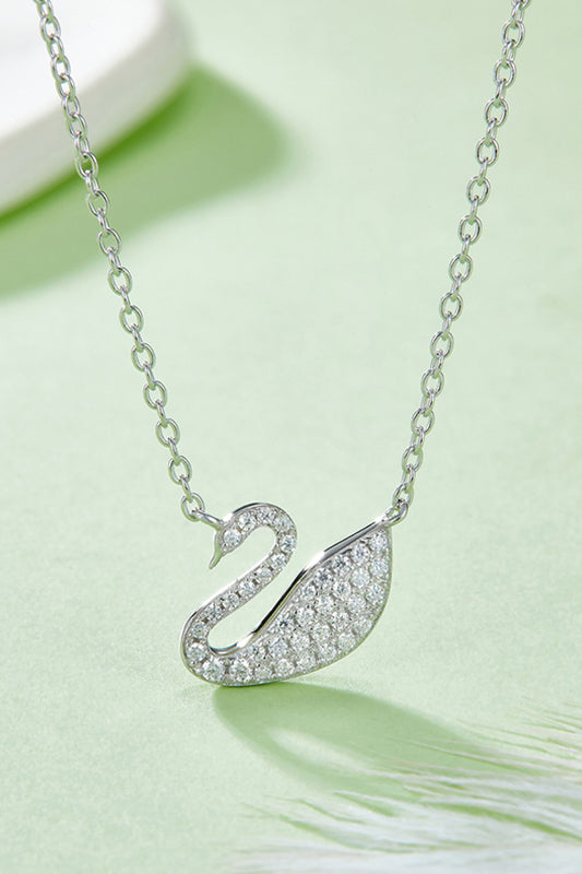Women’s Moissanite Swan 925 Sterling Silver Necklace