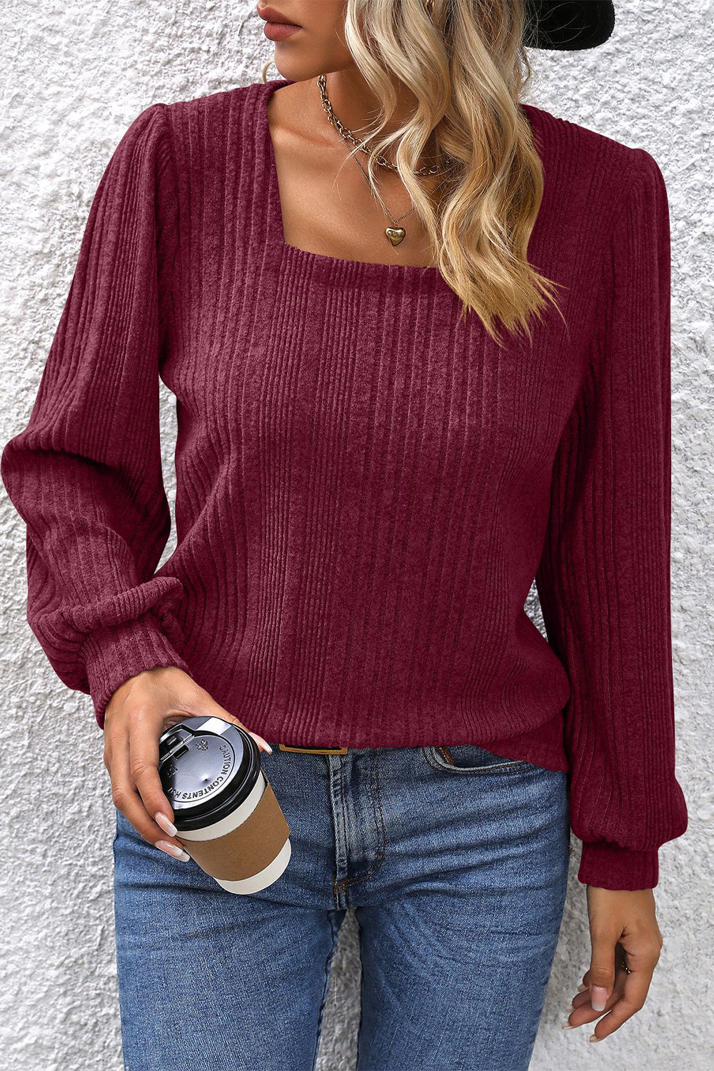 Women’s Square Neck Puff Sleeve Blouse