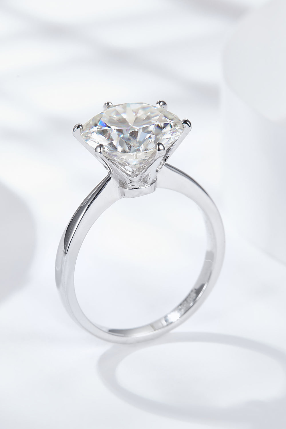 Women’s Platinum-Plated 5 Carat  Moissanite Solitaire Ring