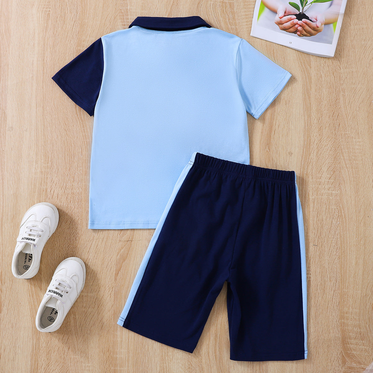 Children’s Boys Color Block Polo Shirt and Shorts Set