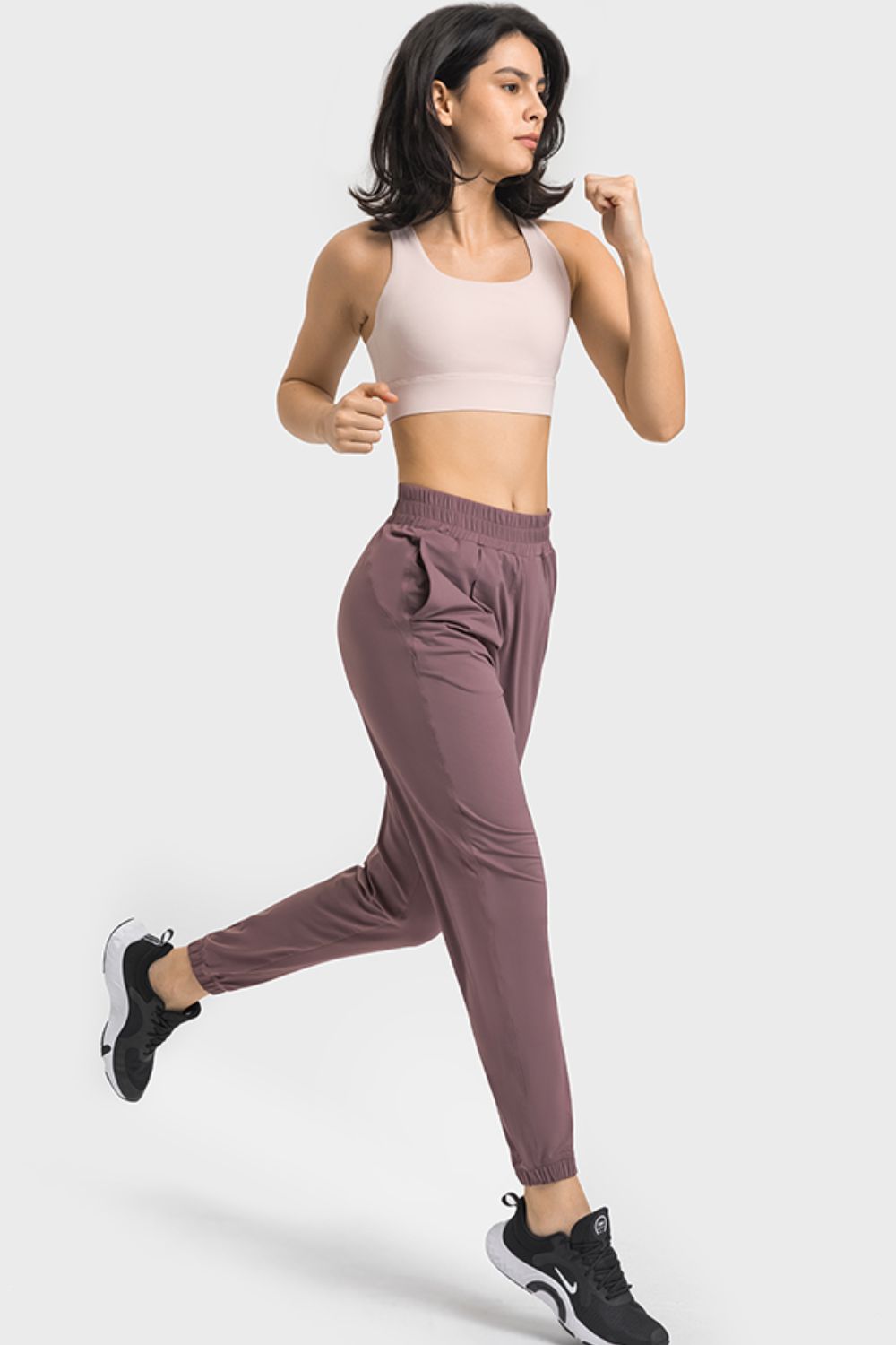 Women’s Elastic Waist Yoga Joggers with Pockets