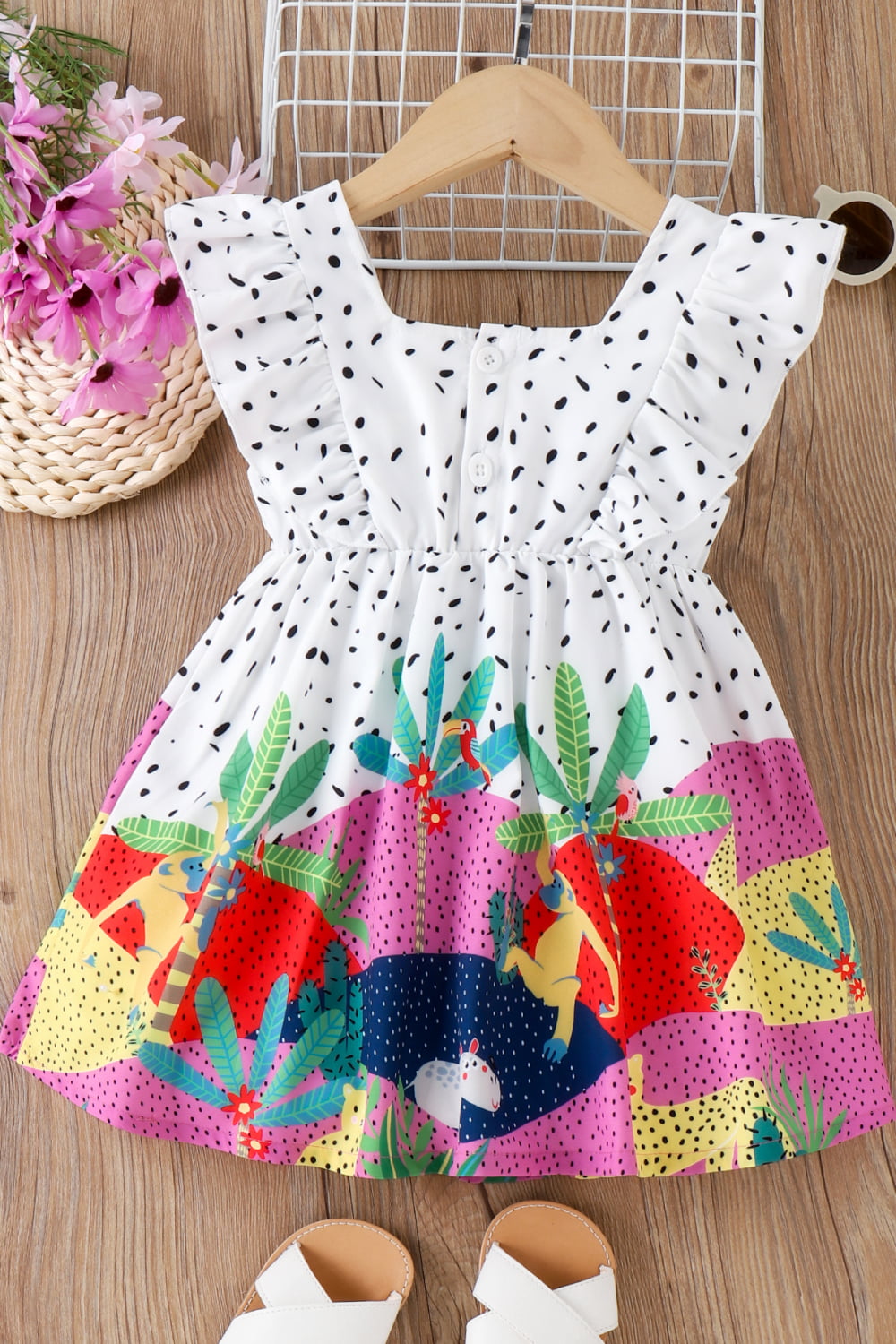 Children’s Girls Printed Ruffled Dress