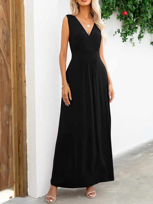 Women’s Surplice Neck Sleeveless Maxi Dress