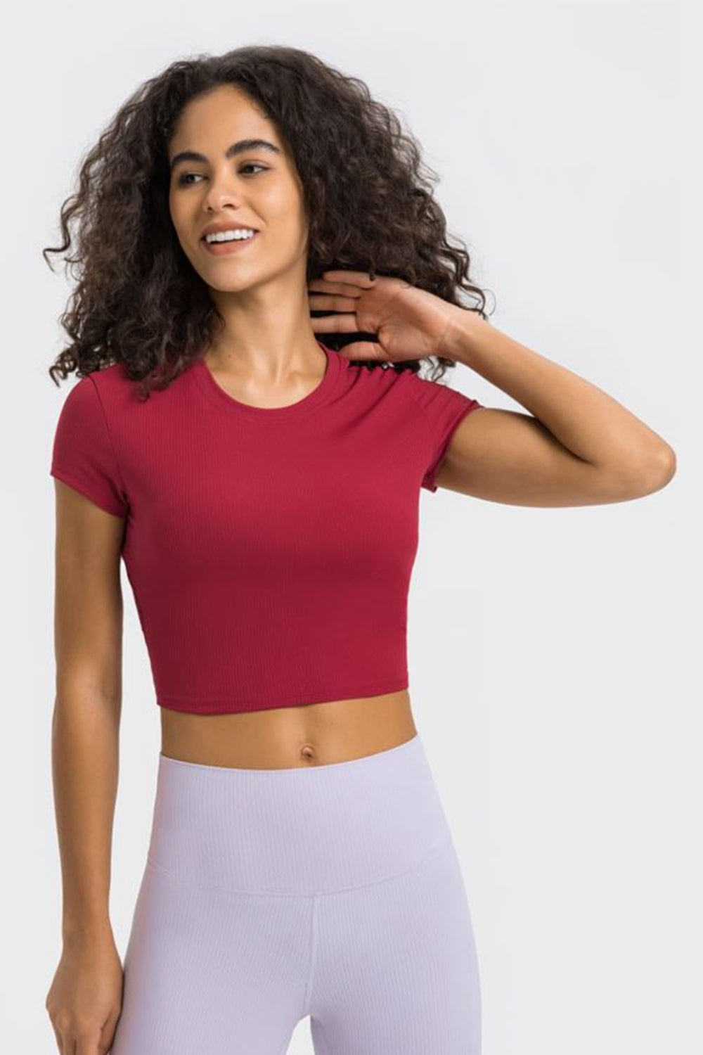 Women’s Round Neck Short Sleeve Cropped Sports T-Shirt