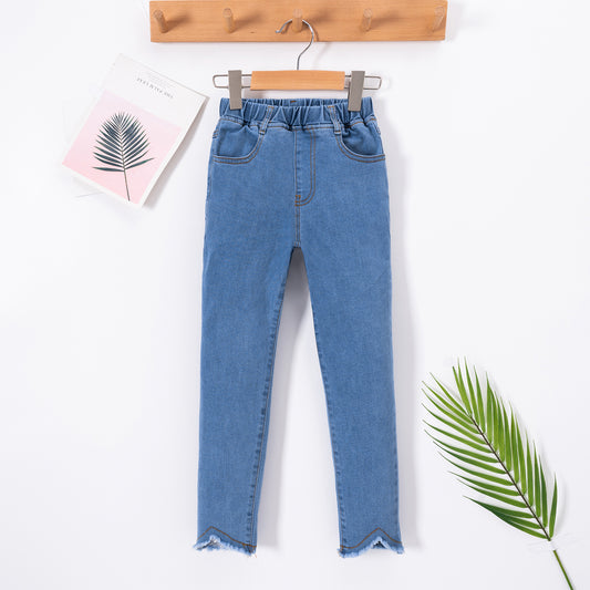 Children’s Girls Hem Detail Elastic Waist Jeans