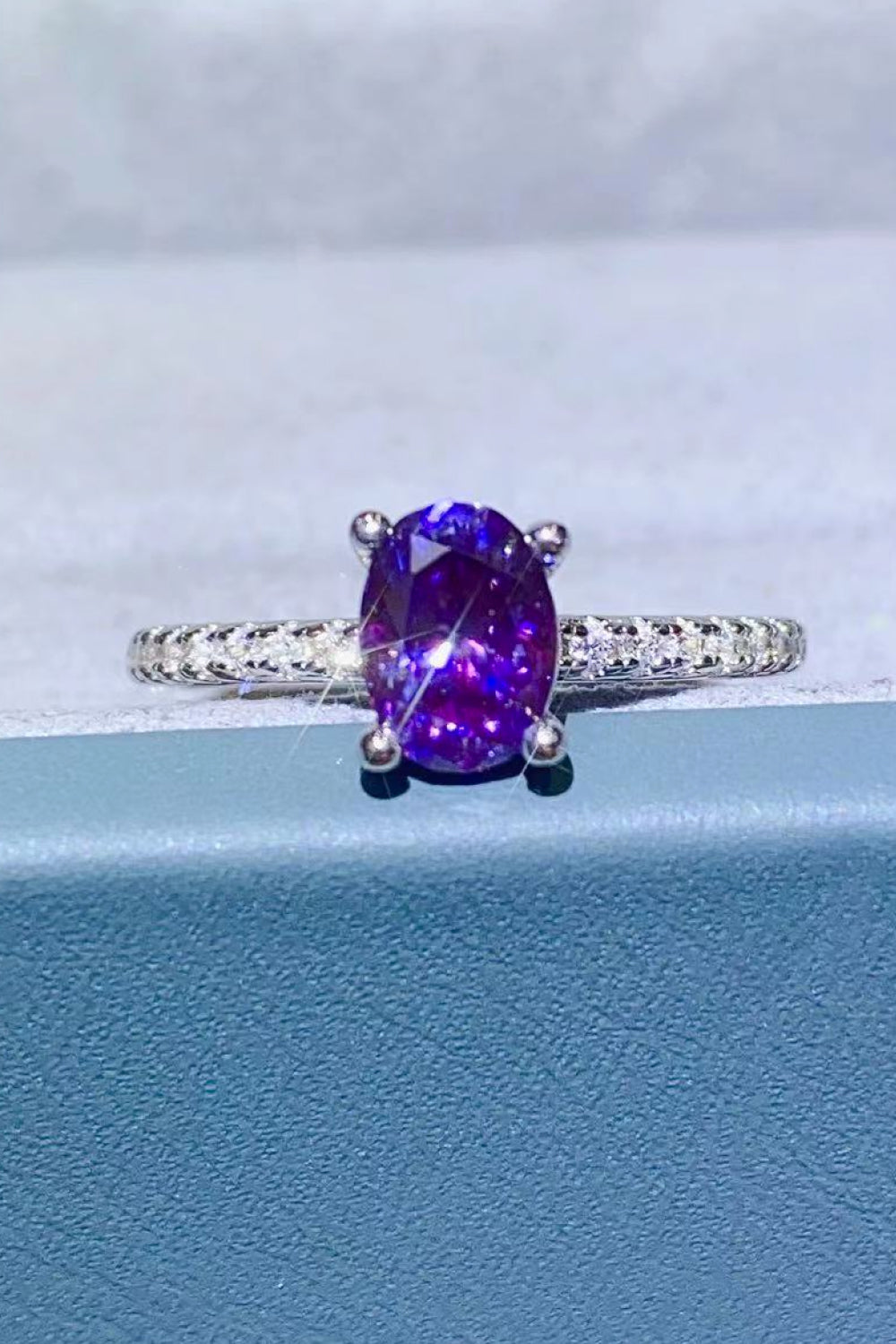 Women’s 1 Carat Purple Moissanite 4-Prong Ring