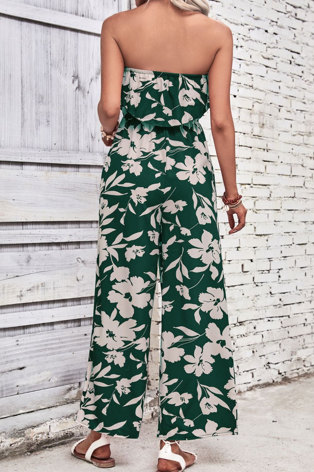 Women’s Floral Strapless Wide Leg Jumpsuit