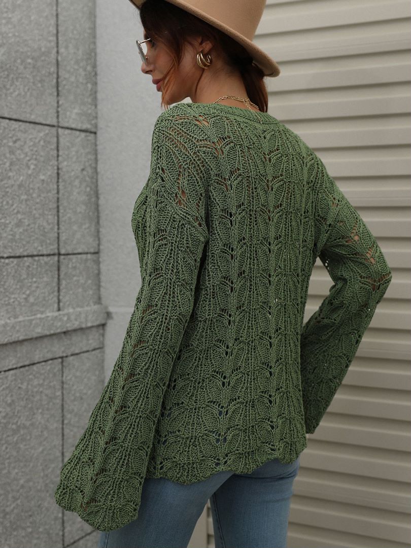 Women’s Openwork Dropped Shoulder Knit Top