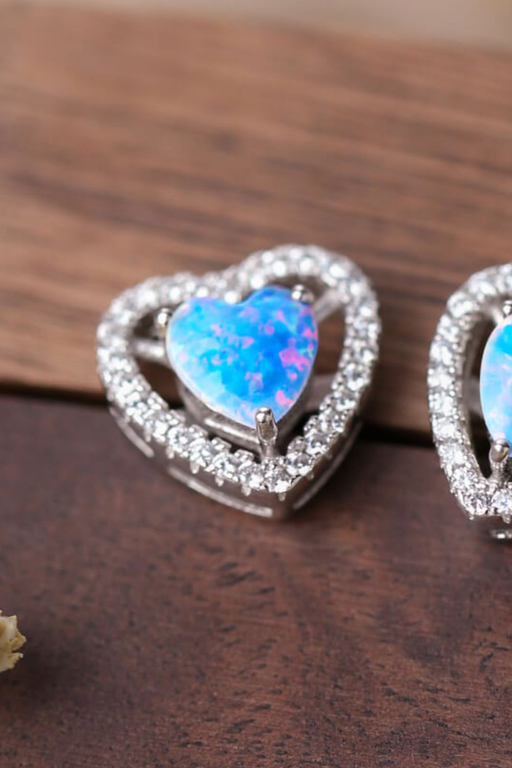 Women’s 925 Sterling Silver Opal Heart Stud Earrings