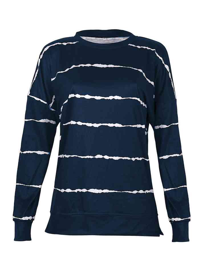 Women’s Striped Round Neck Sweatshirt