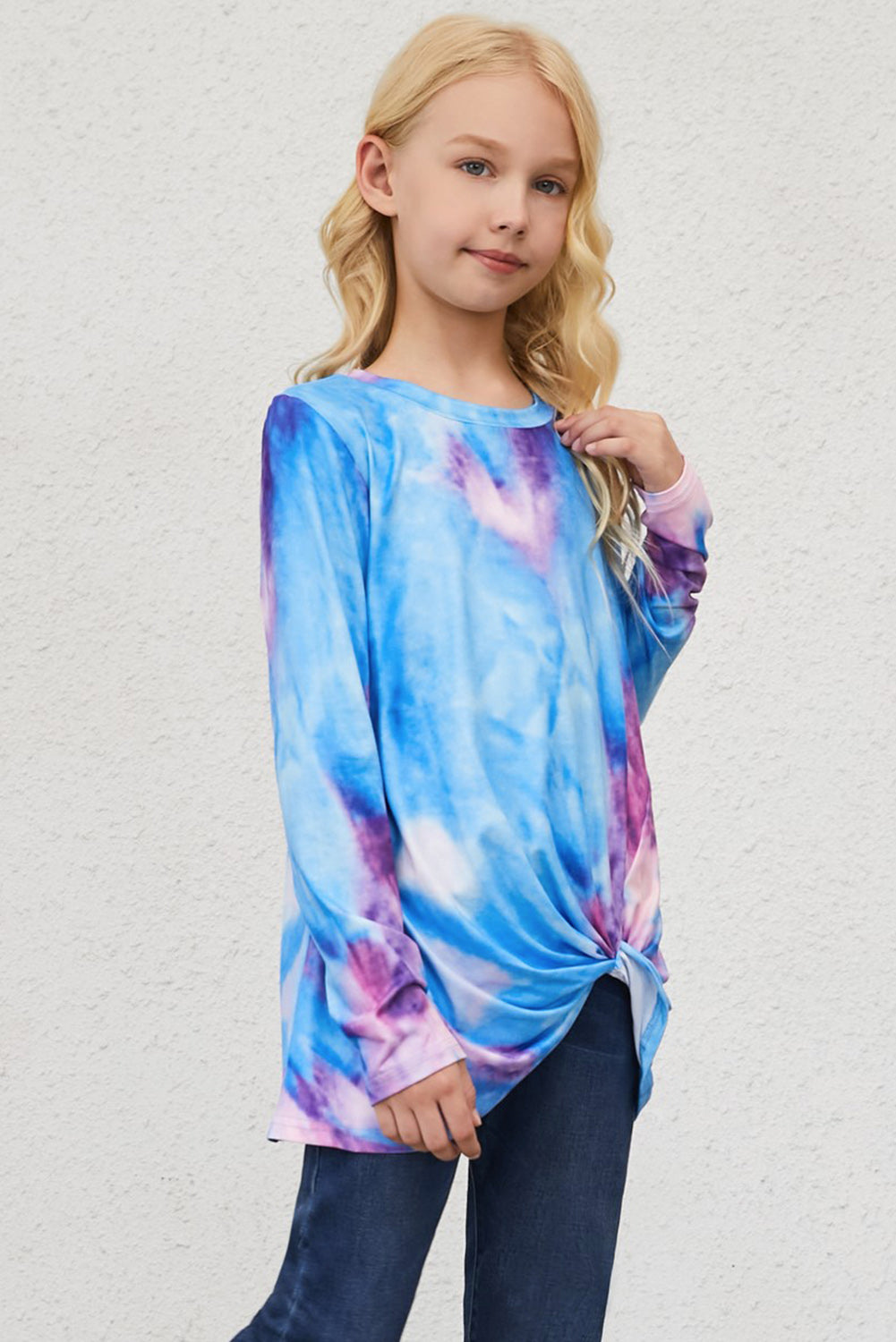 Children’s Girls Tie-Dye Twist Front Long Sleeve Top