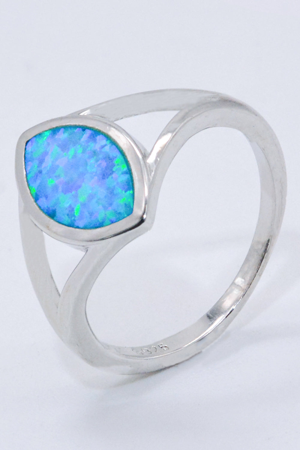 Women’s 925 Sterling Silver Split Shank Opal Ring