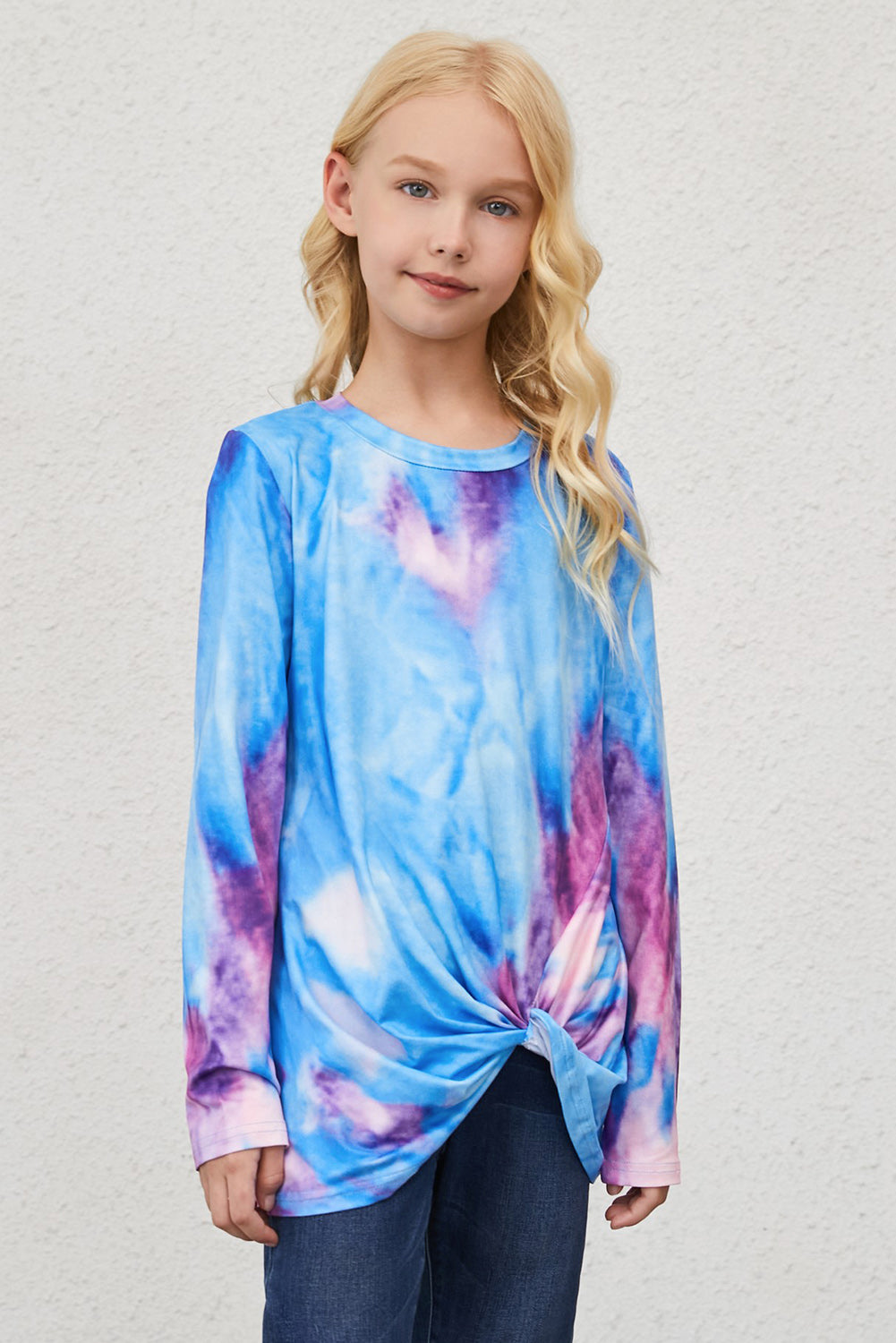 Children’s Girls Tie-Dye Twist Front Long Sleeve Top