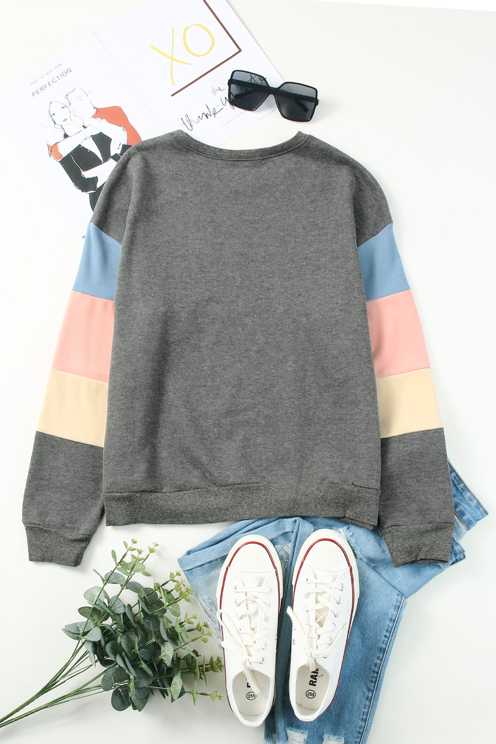Women’s Color Block Ribbed Trim Sweatshirt