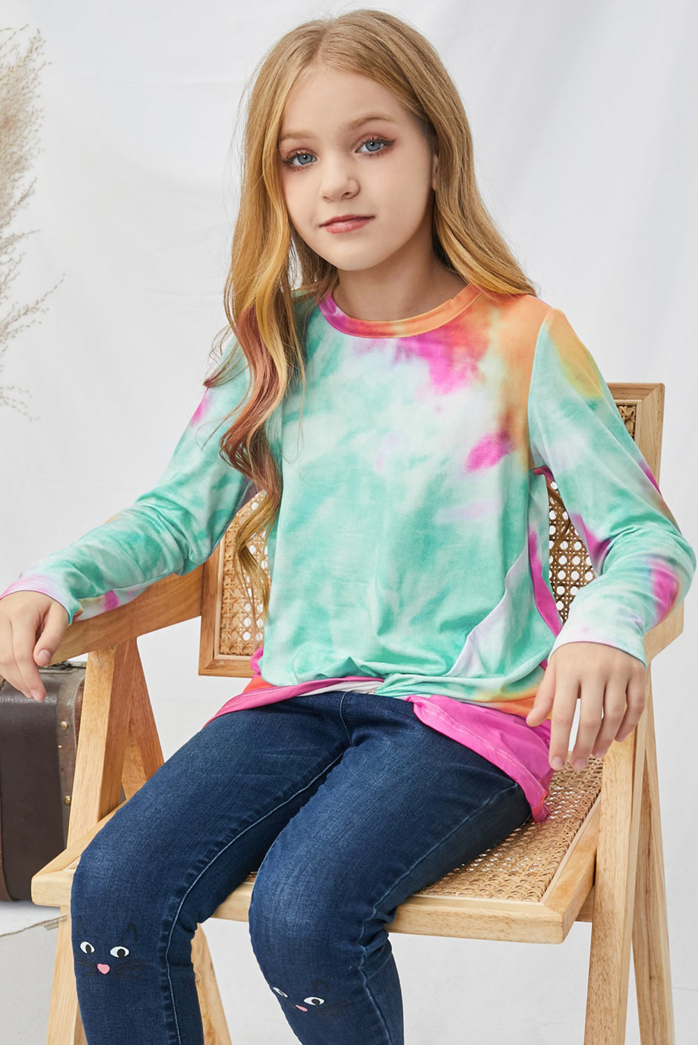 Children’s Girls Tie-Dye Twist Front Long Sleeve Top