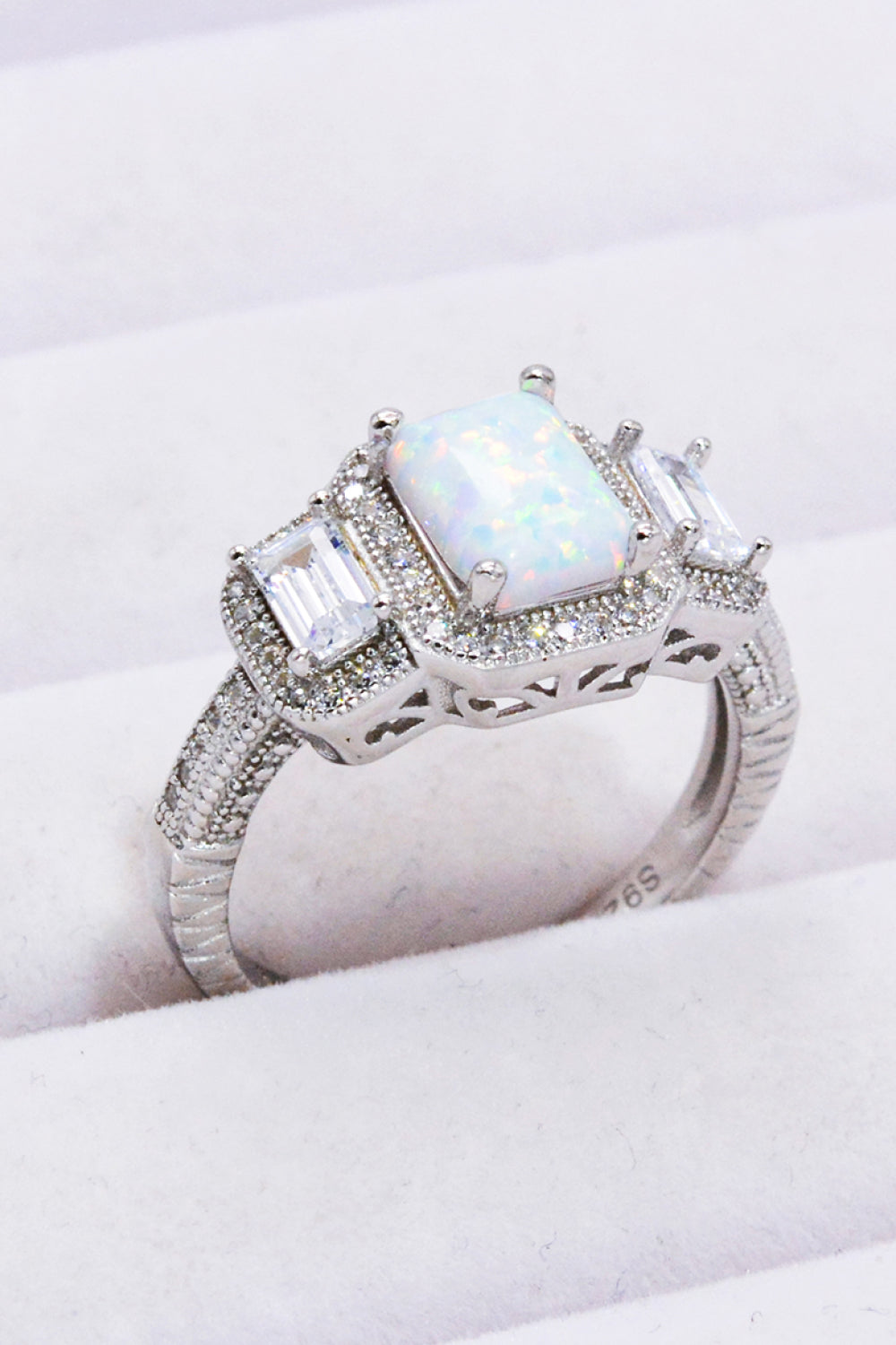Women’s 925 Sterling Silver Square Opal Ring