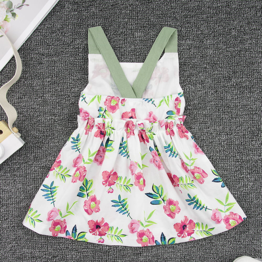 Children’s Girls Floral Ruffled Sleeveless A-Line Dress
