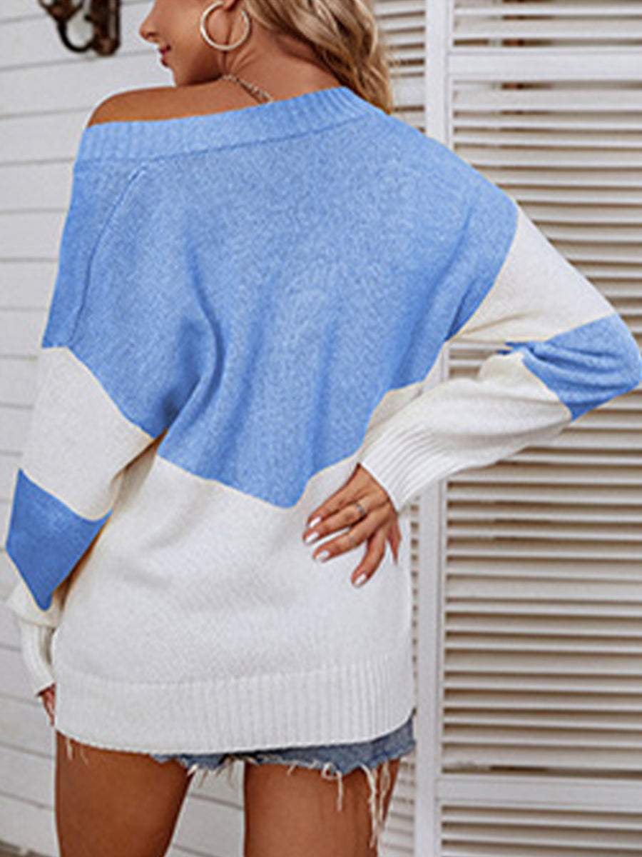 Women’s Color Block V-Neck Sweater
