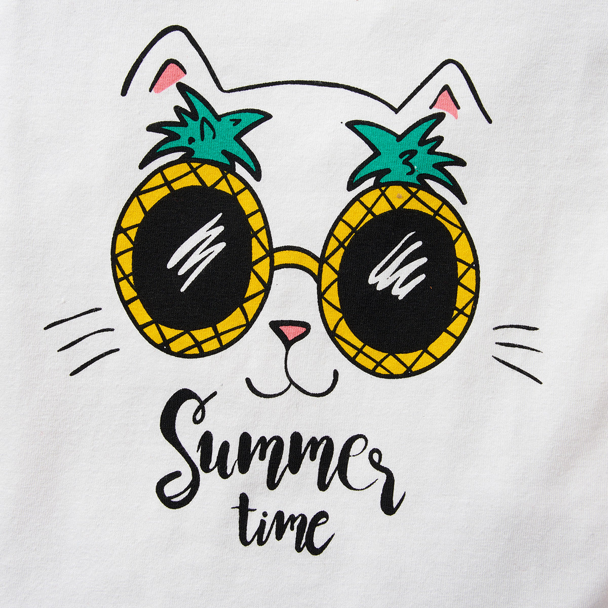 Children’s Girls SUMMER TIME Bodysuit and Pineapple Graphic Shorts Set