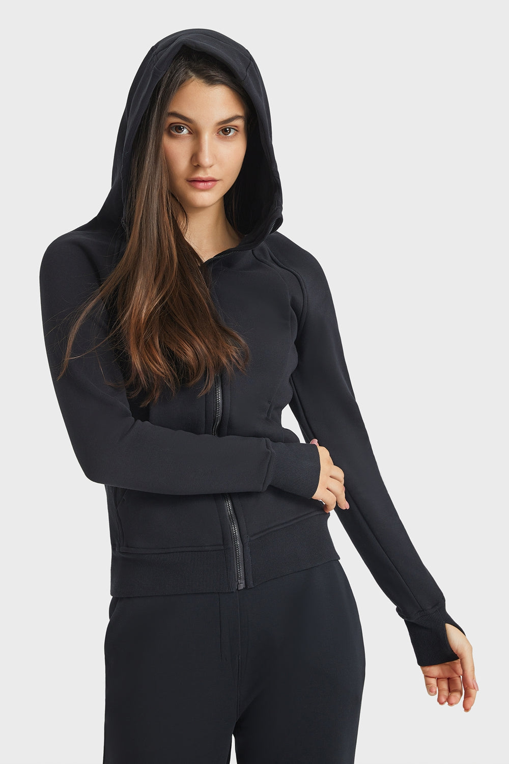 Women’s Zip Up Seam Detail Hooded Sports Jacket