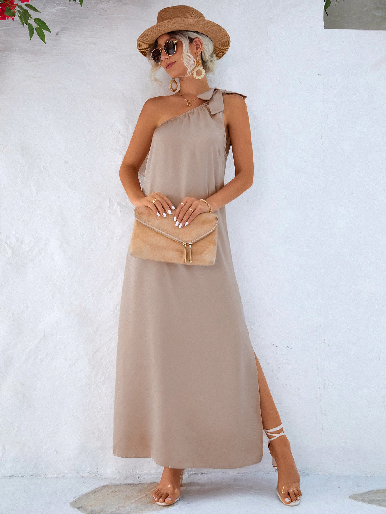 Women’s One-Shoulder Slit Maxi Dress