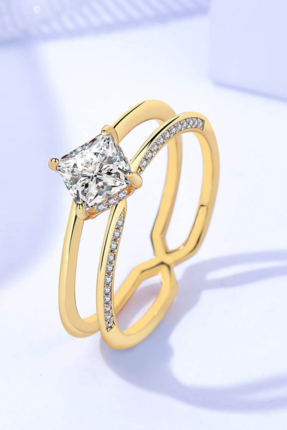 Women’s Moissanite 18K Gold-Plated Double-Layered Ring